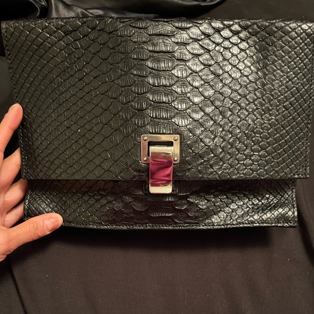 Proenza schouler black Lunch bag python clutch